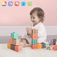 baby blocks soft rubber building blocks cute cartoon animals for 0 3years infant kids safe teething chewing baby toys squeeze