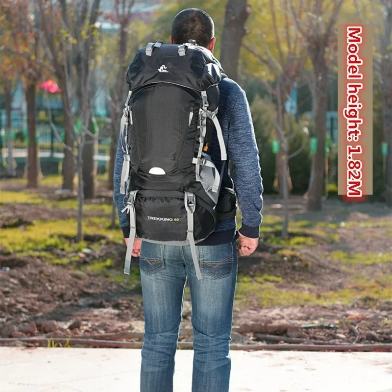 Goedkoop 60L Reizen Grote Capaciteit Rugzak Outdoor Camping Rugzak Wandelen Waterdichte Klimmen Regenhoes Bike Fietsen Droog Grote Sac Tas