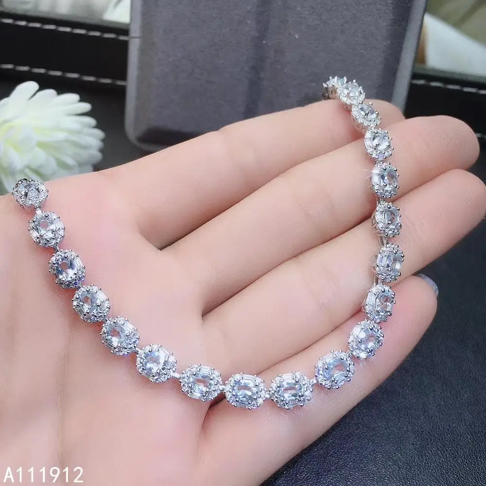 

KJJEAXCMY fine jewelry natural Aquamarine 925 sterling silver new women hand bracelet support test luxury