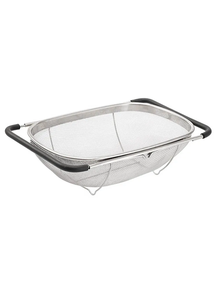 

Over Sink Colander Expandable Stainless Steel Retractable Drain Basket With Fine Mesh With Rubber Grip Handles For Rinsing Fruit