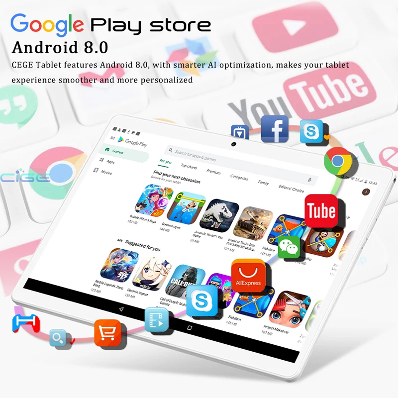 Original 10.1 Inch Tablets 10 Core Android 8 MTK6797 RAM 6GB ROM 128GB 1920*1200 IPS Tempered Screen 4G Phone Tablet PC планшет