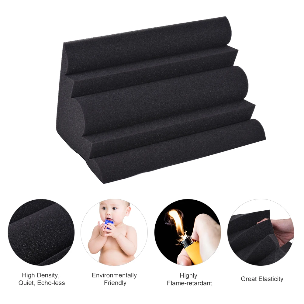 

4 Pack Studio Acoustic Foams Sponge Panel Wall Corner Tiles Absorption Sound Insulation Foam Fire retardant High Density Black