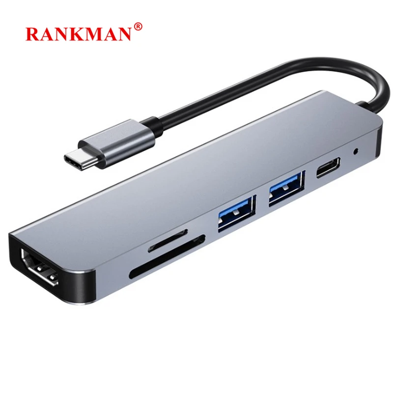 Rankman Type-C to 4K HDMI-compatible SD TF Card Reader Dock USB C 3.0 2.0 Adapter for MacBook Samsung S21 Dex Xiaomi 10 TV PS5