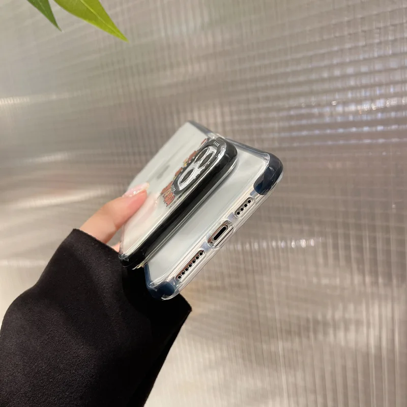 

Transparent lens circle bear silicone phone case for iPhone11 12Pro Max mini XR XS XSMax 8 7PluS anti-drop protective back cover