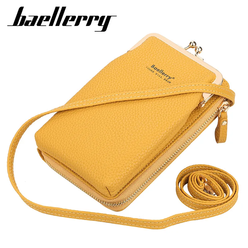 

Женская сумка на плечо Baellerry, Роскошный дизайнерский кошелек из кожи личи с золотой пряжкой, бумажник с держателем для карт и ремешком на пле...