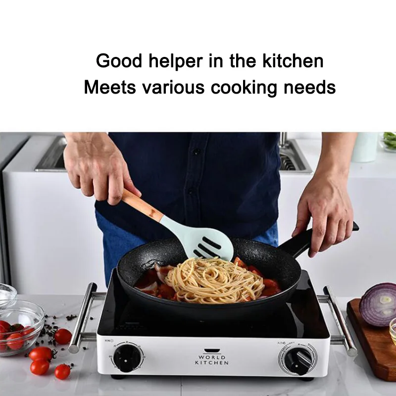 

Silicone Cooking tools Set Non-stick Spatula Shovel Wooden Handle Cooking Special heat-resistant design of spatula spoon HQ