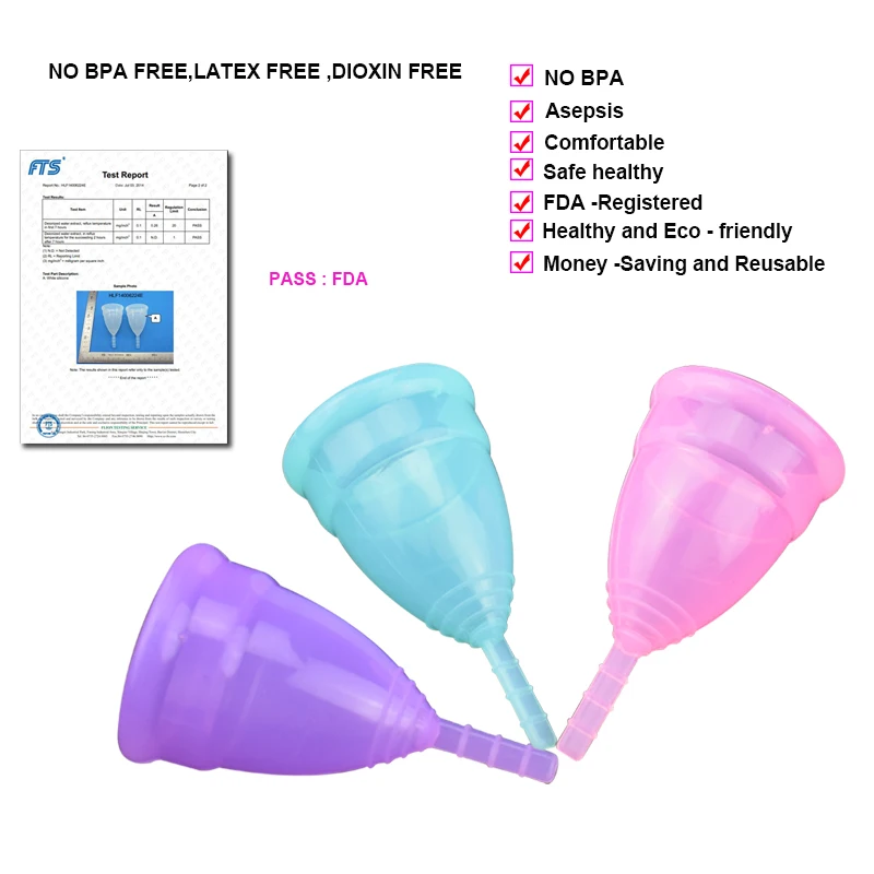 

2PCS Female Medical Grade Medical Silicone Copa Menstrual Health Certified Menstrual Cups Reusable Hygienic Vaginal Cup Coletor