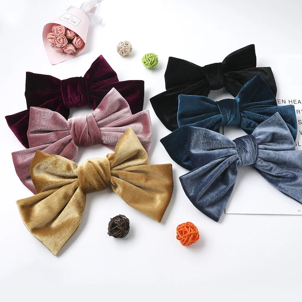 

Velvet 2 Level Big Bow Barrettes New Autumn And Winter Hair Clip Korean Ponytail Clip Hairgrips For Women Girls Hair Accessories