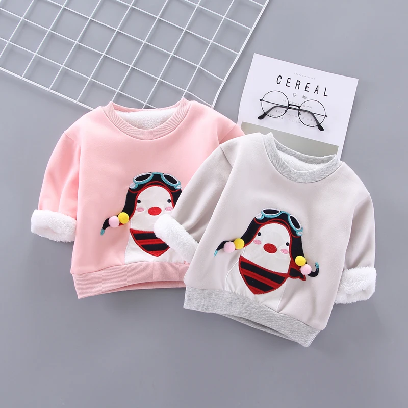 

IENENS Baby Girl Hoodie Clothes Winter Warm Pullovers Clothing Toddler Infant Boy Sweatshirts Hoodied Cartoon Velvet T Shirt