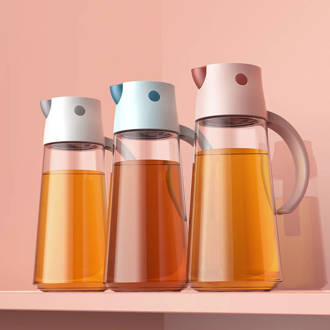 

Oil Pot Automatic Opening and Closing Cover Glass Seasoning Bottle Kitchen Supplies Soy Sauce Spice Jar Seasoning Organizer