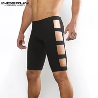 men sleep shorts solid color hollow out elastic waist 2021 sleep bottoms homewear sexy breathable fitness men shorts 5xl incerun