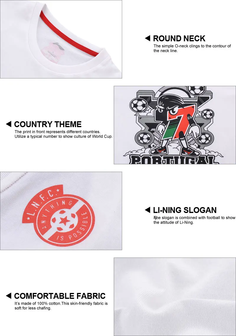 Li-Ning Мужская трендовая футболка из хлопка, Повседневная дышащая удобная спортивная футболка с подкладкой, топы AHSN183 MTS2774