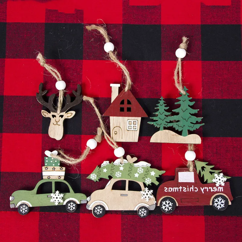 

Рождество 2020 Navidad, дерево, автомобильный декор, деревянный подвесной кулон, лося, рождественские украшения для дома, новый год, 2021, подарок на день рождения