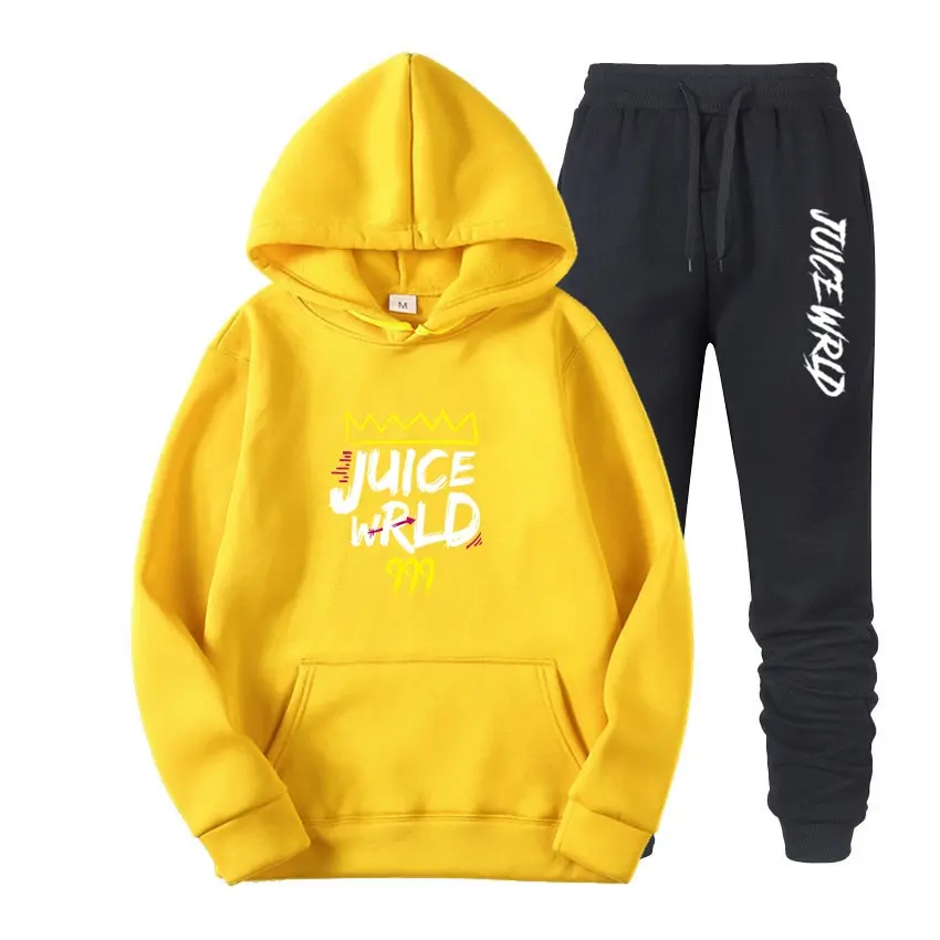 

2 Pieces Sets Hoodies + Pants Juice Wrld Hip Hop Streetwear Sweatshirt Casual Tracksuit Sweatpants Men Women Pullover Sportwear