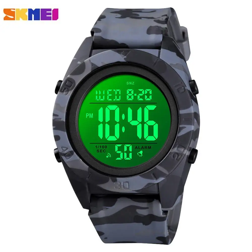 SKMEI 1591 цифровой Для мужчин часы в стиле милитари с камуфляжным принтом Цвет