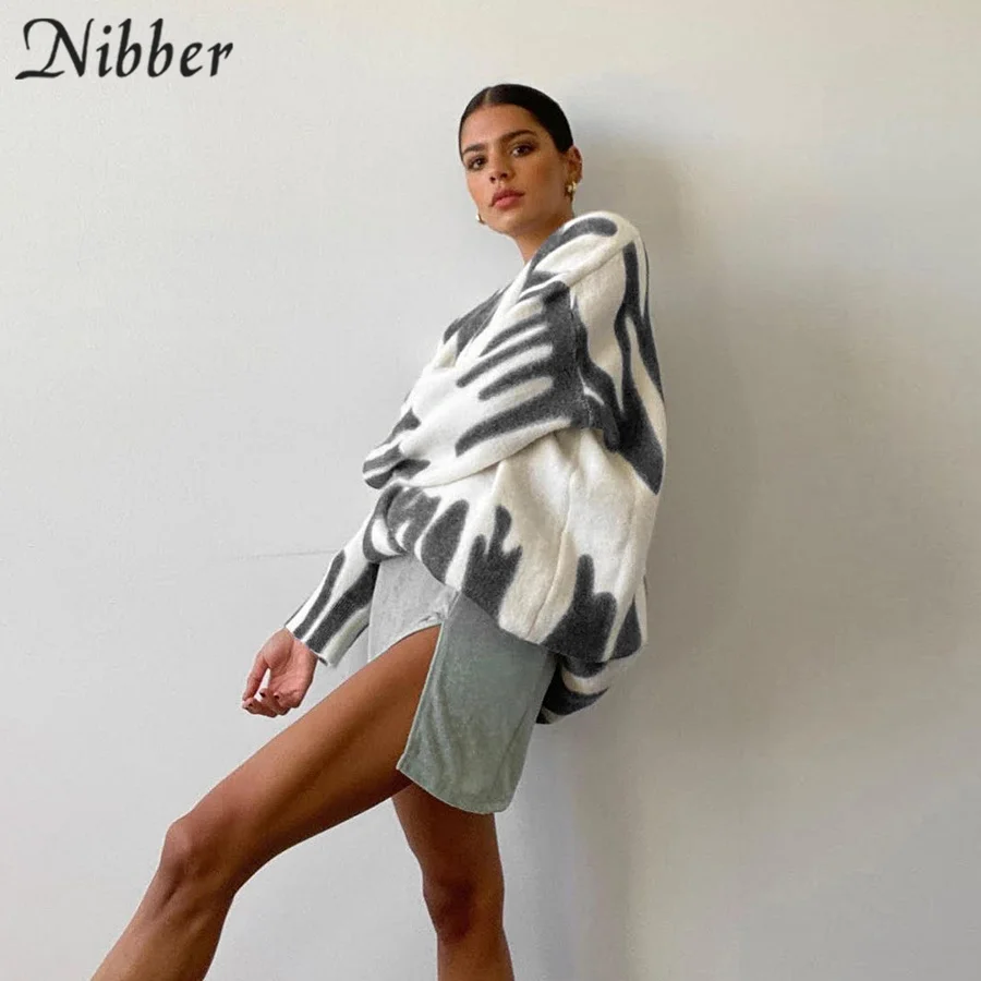 

Nibber Autumn New Sweater Pullover Fine Knit Round Neck Irregular Printing Fashiona Casual Wear For Women's Daily Commuting 2021
