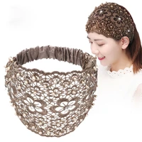 new lace unisex pearl crytsal headband turban women yoga bandana hair band head wrap stretch strips headwear hair accessories