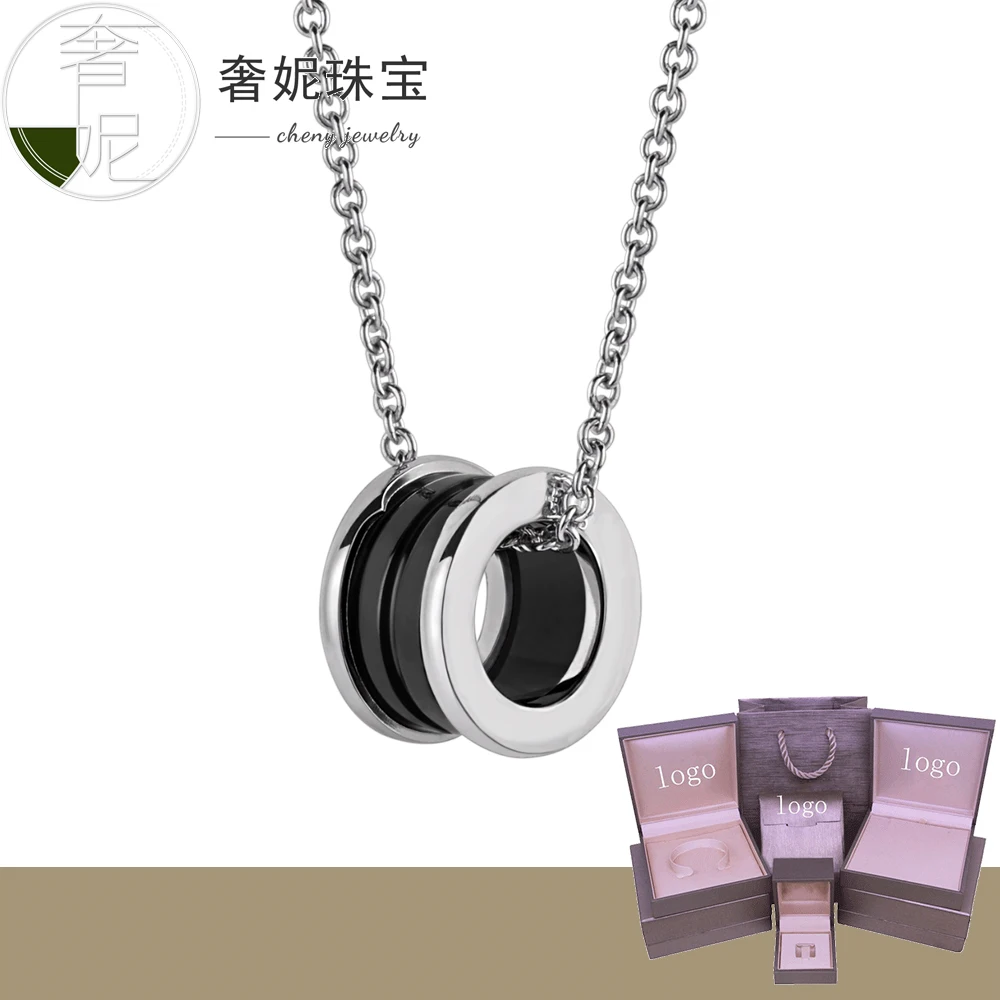 

S925 Sterling Silver Light Luxury Ladies Necklace Black Ceramic Necklace Women Fashion Jewelry Valentine's Day Gift