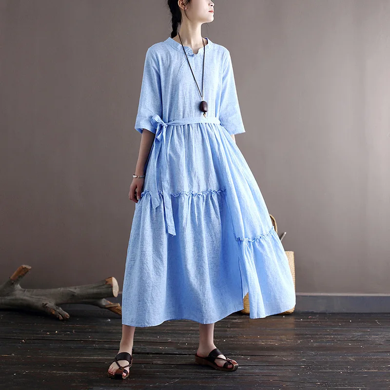 Original Summer Dress Literary Loose Elegant Dress for Women Dress Ladies Plus Size Women's Dress  Travel Long Dress