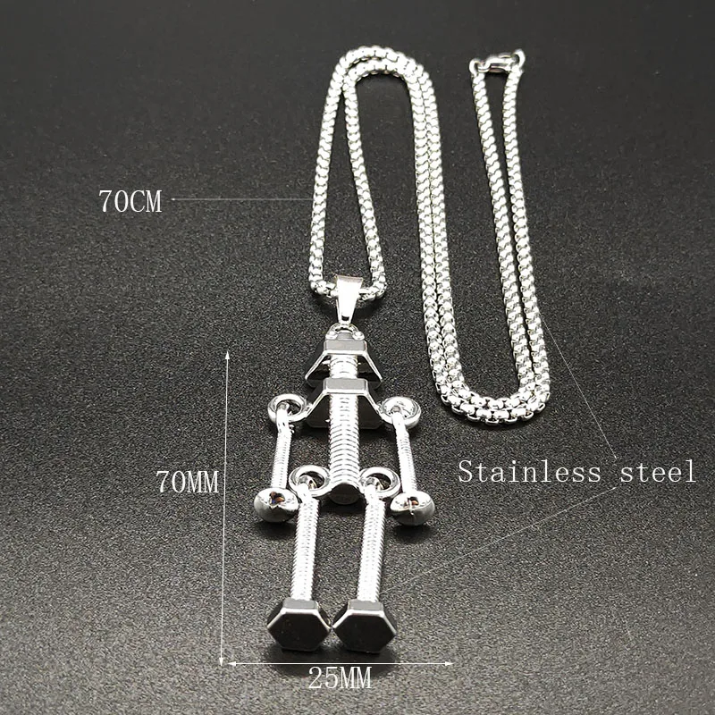 

2021 European And American Hip-hop Tuku Cartoon Cute Bear Robot NecklaceRetro Nostalgic For Men And Women Pendant Gothic