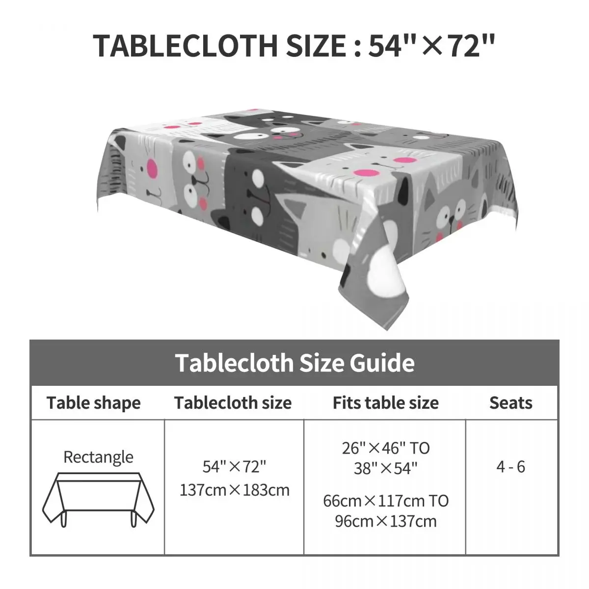 Картины многих милых кошек прямоугольная скатерть для журнального столика