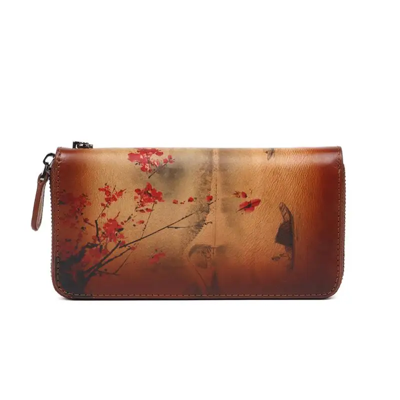 

Genuine Leather Vintage Luxury Wallet 2021 New Womens Wallets And Purses Hand Painted Wallet Card Holder Phone Purse