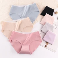 sofbeaufory new pure cotton underwear women mid waist seamless solid color briefs honeycomb antibacterial hip lifting panties
