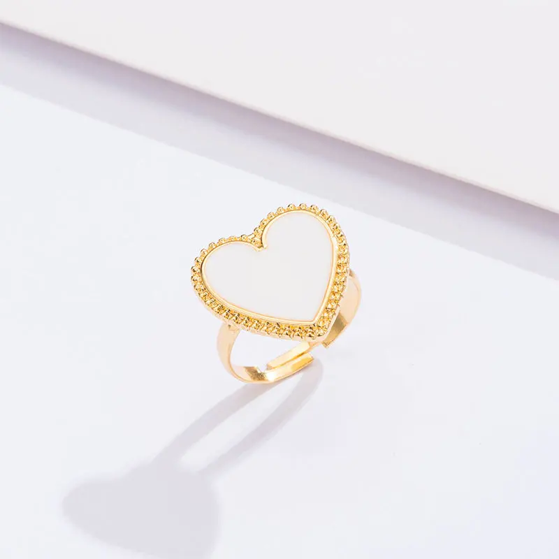 Женское кольцо с сердцем в стиле стимпанк Черное и белое средней длины винтажным