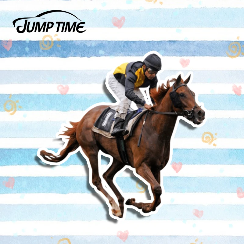 Время скакания 13 см x 12 8 наклейка Horserace Забавный 3D Стайлинг автомобиля виниловый