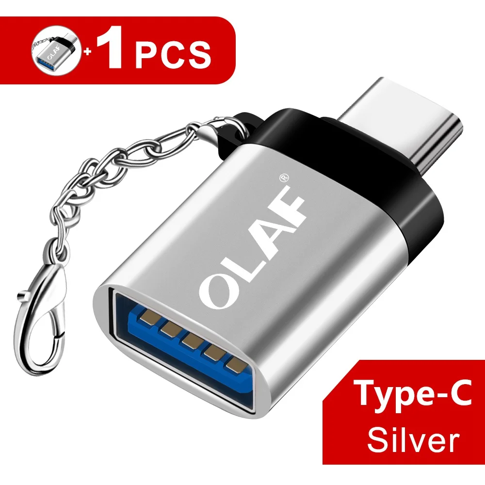 Silver Olaf usb type C OTG адаптер USB C зарядный кабель для передачи данных для Macbook samsung S10 S9 S8 huawei Xiaomi Mi9 USB для type-c OTG - Цвет: Silver