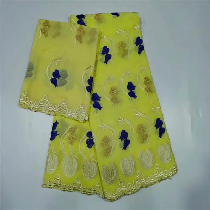 Мягкая искусственная 100% хлопчатобумажная африканская кружевная ткань высшего