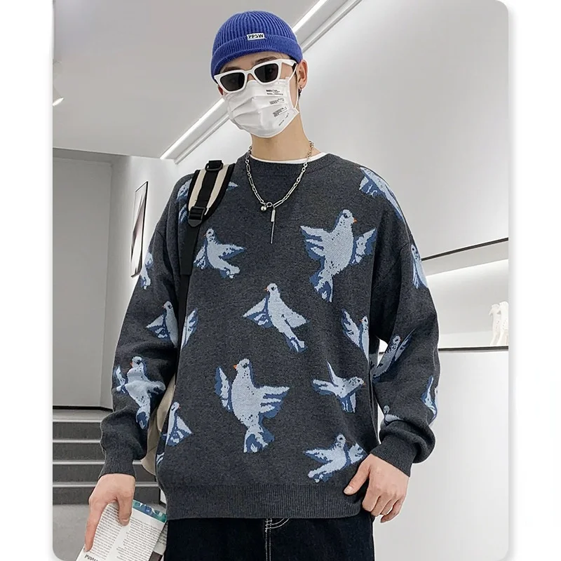 

Men's autumn casual Sweater, Korean large loose Sweater, long sleeved round neck, couple warm Harajuku T-shirt Time limited