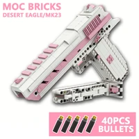 desert eagle pistol building blocks mk23 pink gun moc bricks military ww2 weapon 40pc bullet for technical city police swat
