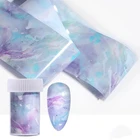 1 коробка, фиолетовая голографическая наклейка для ногтей, Мраморная самодельная наклейка для ногтей, фольга, водонепроницаемые переводные наклейки для ногтевого дизайна, украшение для маникюра