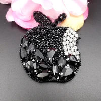 patches for clothing fashion handmade crystal glass beaded apple patch sticker t shirt hat clothing decoration black patch