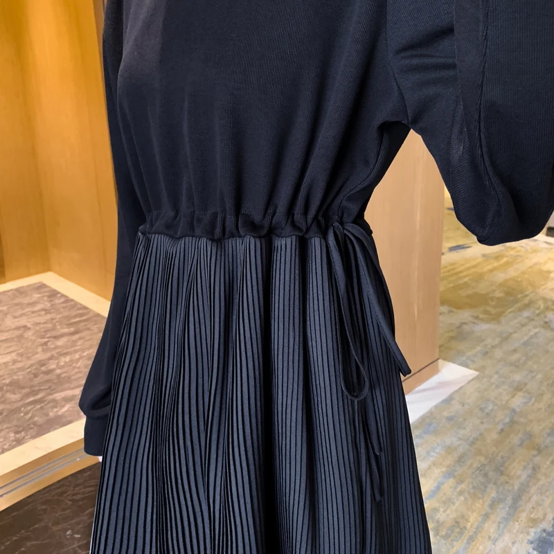 

Plus Size Patchwork Pleated Women Dress Korean Loose Casual Long Sleeve Elegant Clothes Ladies Dresses New Spring Autumn 2021