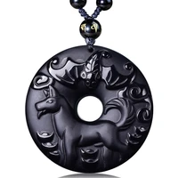 mens zodiac signs necklace pendant black obsidian double pixiu donuts pendants gift for men women fine jade jewelry free chain