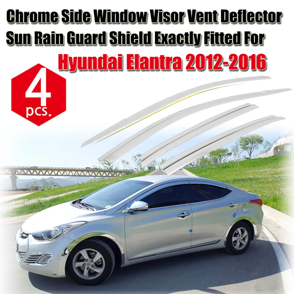 

Козырьки солнцезащитные хромированные для Hyundai Elantra 2012-2016, 1 комплект