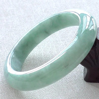 

Zheru Jewelry Natural Burmese Light Color Jade 54mm-64mm Bracelet Elegant Princess Jewelry Best Gift for Mother and Girlfriend
