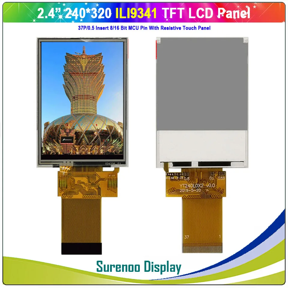 2 4-дюймовый 240х320 37P/0 5 8/16 бит параллельный MCU TFT ЖК-экран LCM ILI9341 с резистивной