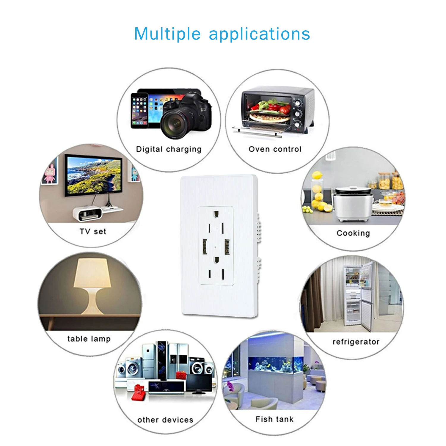 15A 3 Hole US Standard Wall Socket USB Outlet Charger with Dual Ports and for iPhone Samsung | Обустройство дома