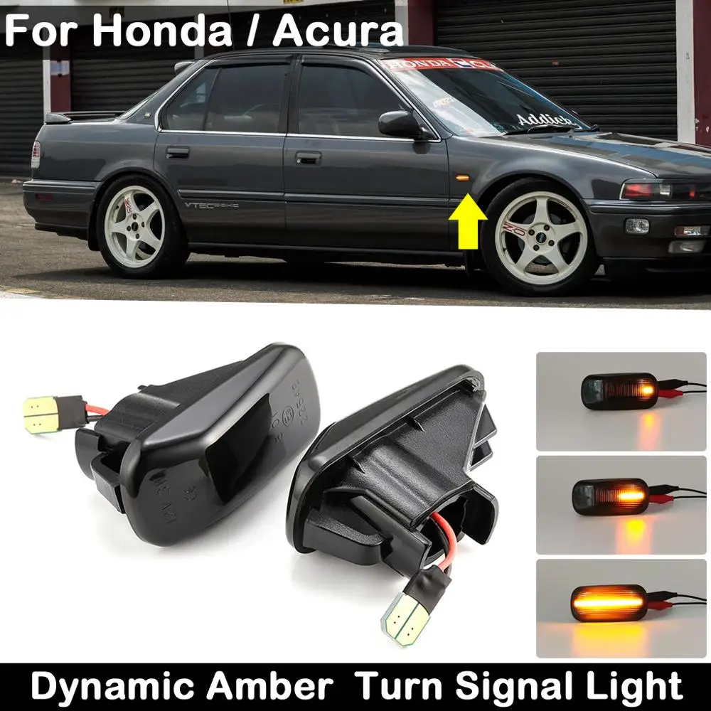 

2 предмета в комплекте, для Honda Accord Civic S2000 для Acura Integra RSX NSX дымчатые линзы светодиодный Авто Боковой габаритный фонарь динамический желтый си...