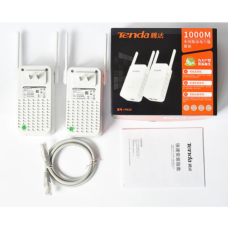 1 пара Tenda PH15 1000 Мбит/с Мощность линия AV1000 Ethernet адаптер PLC сетевой 2 Порты и разъёмы