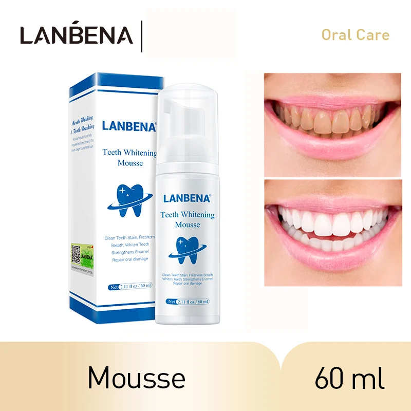 

Зубная паста LANBENA для отбеливания зубов, мусс для удаления пятен, зубного налета, ухода за зубами, гигиена полости рта, яркий инструмент для у...