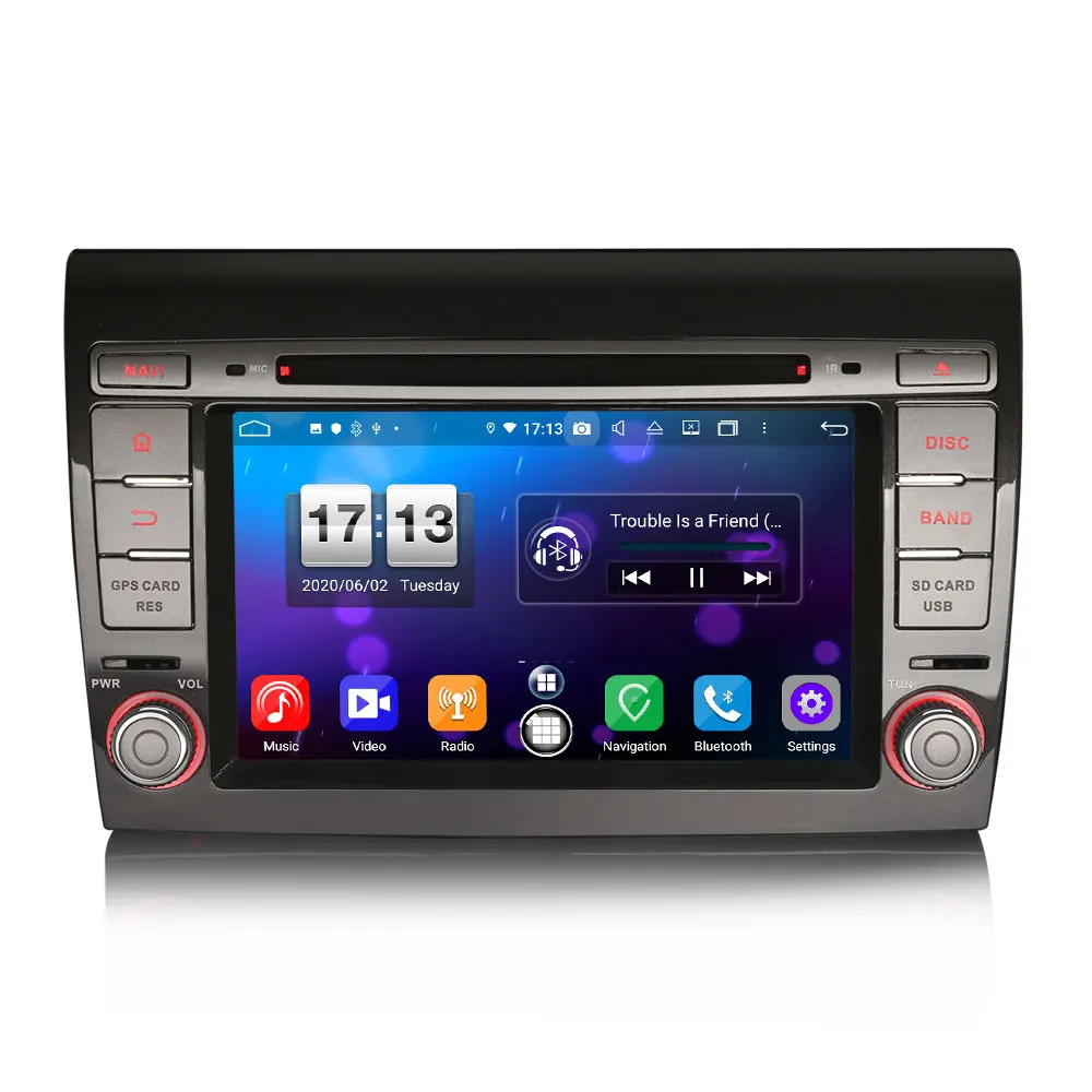 Автомобильный мультимедийный DVD плеер 7 дюймов Android 10 0 GPS навигация радио для Fiat
