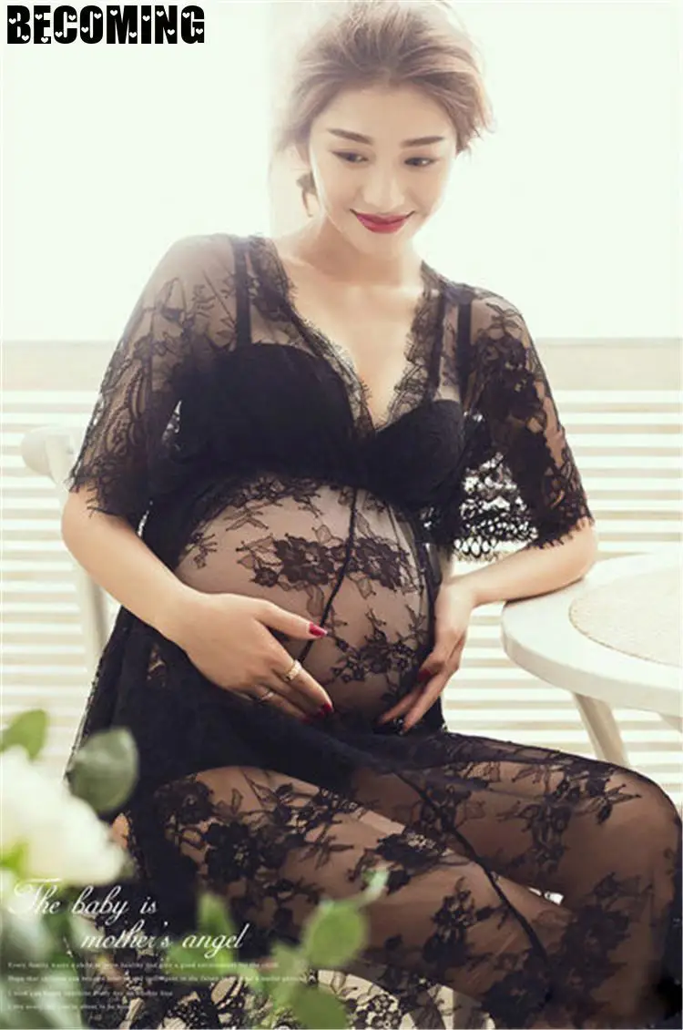 Платье для беременных фотосессии женщин Белое и черное платье фотосъемки