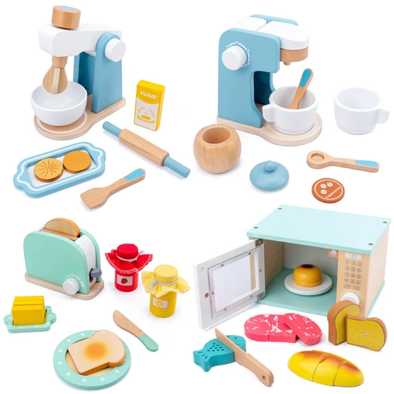 

Wooden Kitchen Toy Microwave/Toaster Kitchen Play Set Interactive Early Learning Toy Fun and Colorful for Girls and Boys