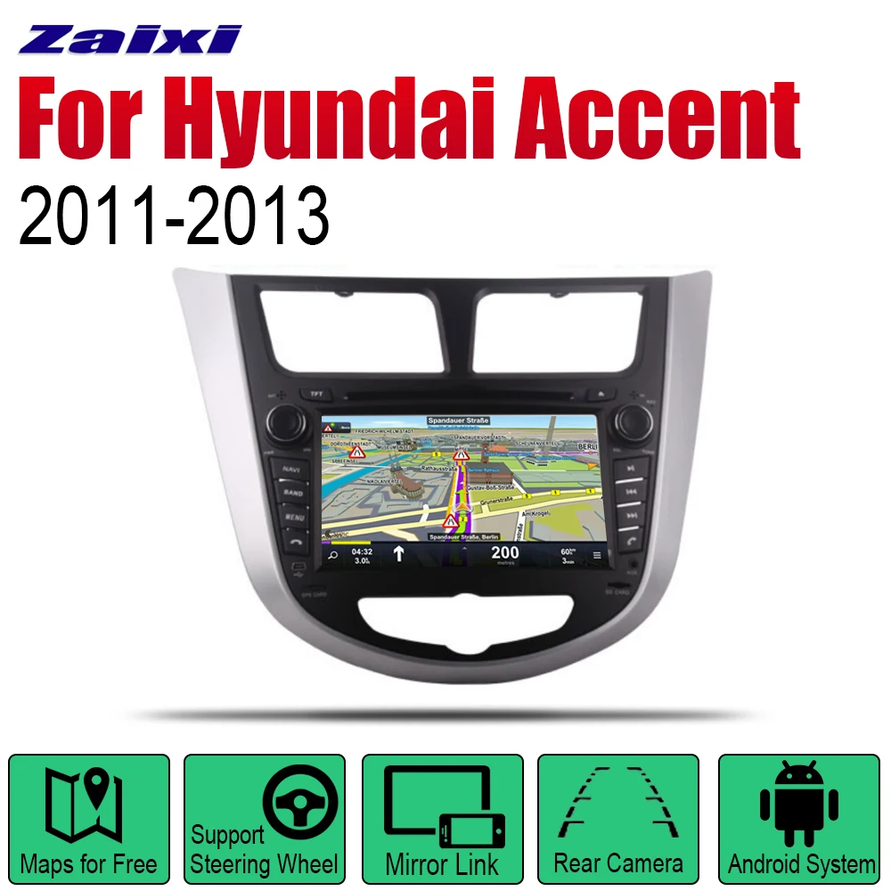 

ZaiXi Android Car DVD GPS Navi For Hyundai Accent 2011~2013 player Navigation WiFi Bluetooth Mulitmedia system audio stereo EQ