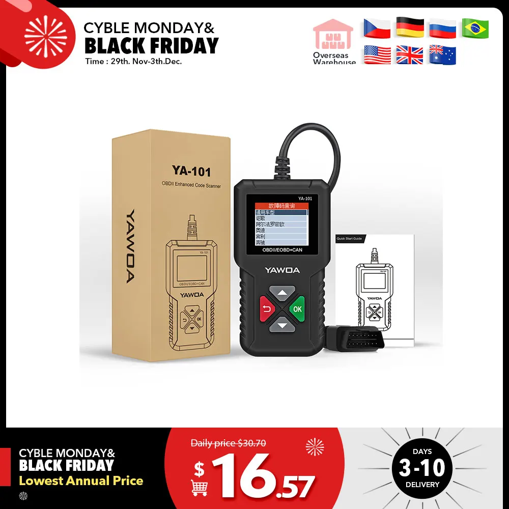 Ediag YA101 OBDII/EOBD 16Pin считыватель кода диаграмма данных USB обновление OBD2 диагностический инструмент