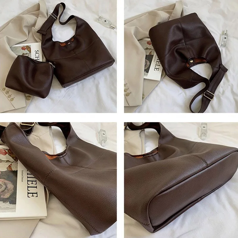 Дизайнерские сумки на плечо для женщин вместительные мягкие кожаные дамские